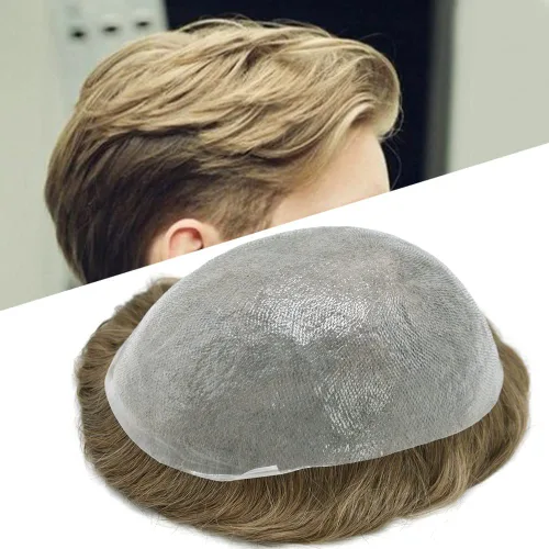 Vista 31 de Tupé para hombre, pieza de cabello humano real, sistema de reemplazo para hombres, piel ultrafina, para hombre, línea capilar natural, tupé para 17#