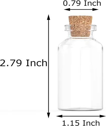 Vista 2 de 32 botellas de vidrio pequeñas de 1.0 fl oz con tapón de corcho, mini botellas de mensaje Botellas de deseos de decoración DIY para el día