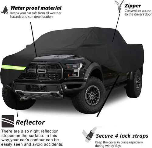 Vista 2 de Fundas impermeables para automóvil Ford F150 F250 F350 Raptor pickup Super Crew Cab de 5 pies y 8 pies de largo caja de caja de caja de camión 190T