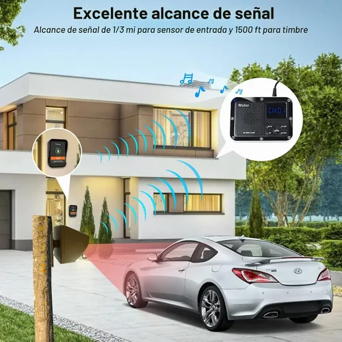 Vista 2 de Alarma solar inalámbrica para entrada con pieza adicional de timbre, sistema de seguridad inalámbrico multifuncional para el hogar, batería
