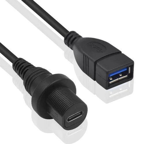 Vista 7 de Duttek Cable USB tipo C a USB3.0 impermeable para panel de carga, USB 3.0 hembra a tipo C 3.0 hembra para montaje en automóvil, tablero