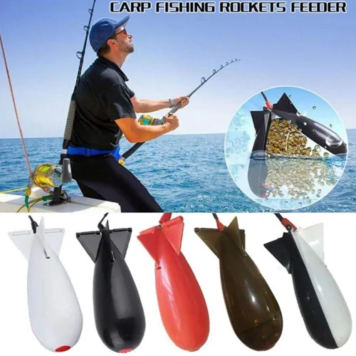 Vista 2 de Arinda Pesca Spomb forma de cohete Spod Alimentadores de pesca Float Bait Holder Tackle Tool Accesorios