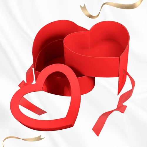Vista 8 de Zonon Cajas de regalo en forma de corazón para el día de San Valentín para flores, chocolate, doble capa, caja giratoria de 2 niveles para el día
