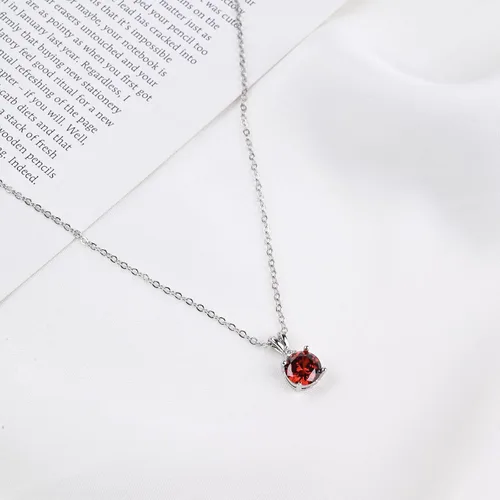 Vista 13 de 8mm Round Cubic Zirconia Sterling Silver Necklace Dainty Necklace Birthstone Jewelry Pendant Necklaces for Women