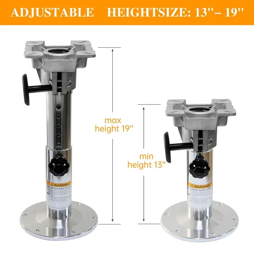 Vista 4 de Pedestal de aluminio ajustable para asiento de barco, base de silla de barco con altura ajustable de 13 pulgadas a 19 pulgadas