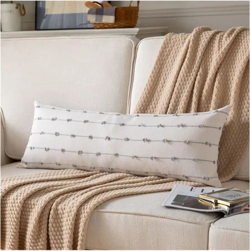 Vista 9 de Caflife Fundas de Almohada Decorativas Boho 18x18 pulgadas Beige y Negro, Juego de 2 Fundas de Almohada Decorativas Modernas Estilo Granja para Sofá