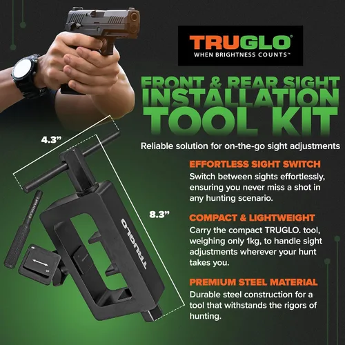 Vista 2 de TRUGLO Portable and Durable Steel Rear and Front Sight Installation and Removal Tool with Mounted Sights for Hunting