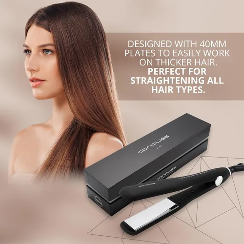 Vista 7 de Corioliss Plancha de pelo profesional extra ancha para mujer, planchas de titanio, color negro, suave al tacto Wide