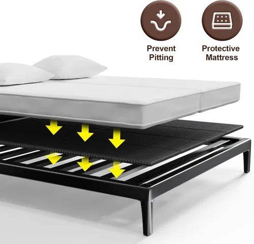 Vista 6 de Caja de resorte plegable, transpirable, minimiza el ruido, resistente a la humedad, soporte de cama de perfil bajo, cama doble grande de 0.394 in