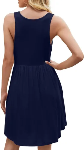 Vista 3 de HiMONE - Vestidos de verano sin mangas para mujer, vestido casual de playa, pequeño con bolsillo, moderno