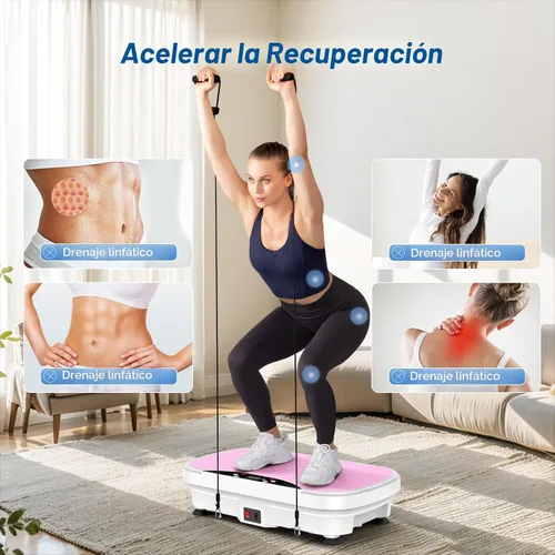 Vista 2 de Merach V28 Vibration Plate Exercise Machine with 99 Speeds & Bluetooth 9 Presets, Resistance Bands, 330lbs Capacity, Vibration Platform for Rosa