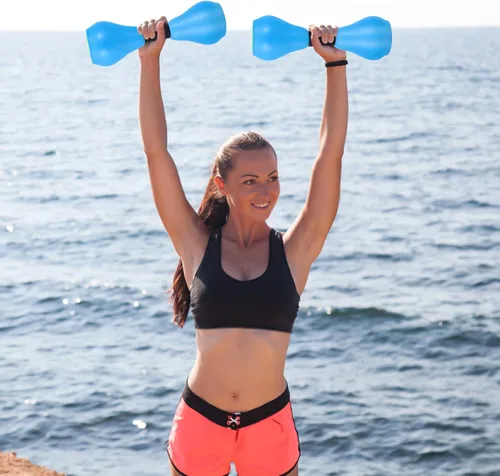 Vista 4 de Alipis 2 mancuernas acolchadas ajustables para mujer, para entrenamiento en la piscina, fitness y entrenamiento en casa, mancuernas de agua ligeras
