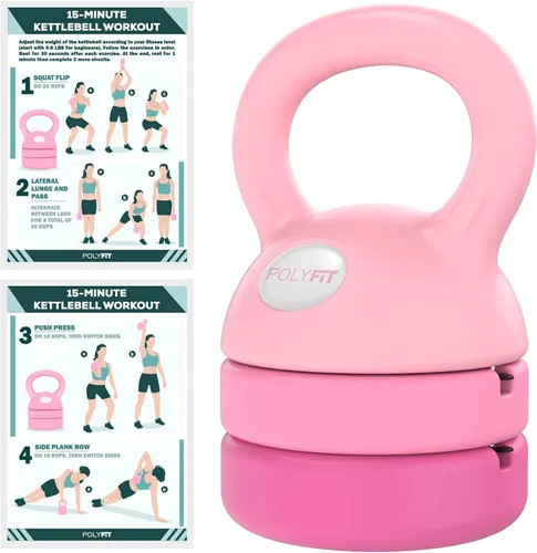 Vista 10 de Polyfit Adjustable Kettlebell 5 lb - 12 lb Kettlebells Weights Set for Home Gym Kettle Bell Sets for Women at Home 3-in-1 adjustable design