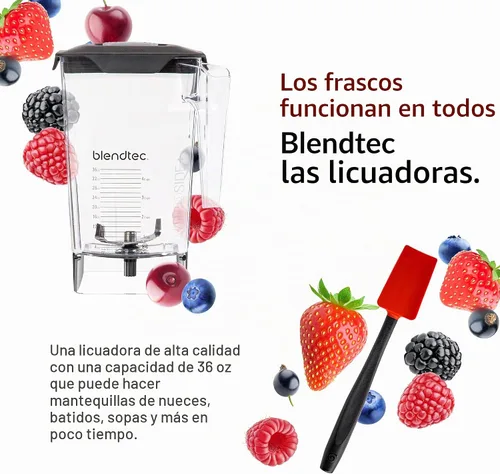 Vista 3 de Blendtec Classic 575 Licuadora, tarro WildSide+ de 90 onzas y espátula de cuchara, paquete de licuadora de cocina, color negro