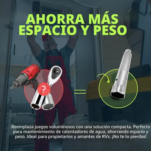 Vista 6 de ONENESS 369 Llave de Tuercas para Vástago de Ánodo y Elemento de Calentador de Agua de RV - 10" Hexagonal Dual de Alta Torsión para Eliminar