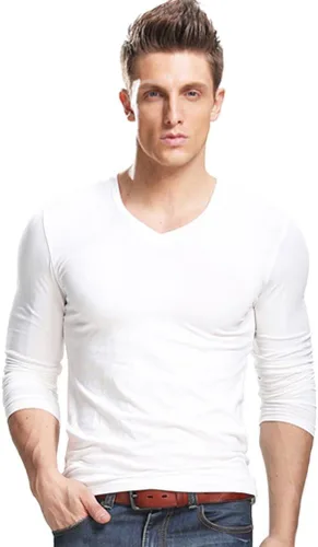 Vista 9 de XUDIAN. Camiseta de manga larga para hombre, cuello redondo
