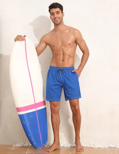 Vista 4 de Nonwe Traje de baño para hombre con forro de compresión, secado rápido, pantalones cortos de verano