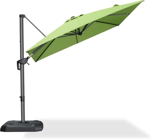 Vista 2 de PURPLE LEAF Sombrilla de patio de 8 pies para exteriores, sombrilla voladiza cuadrada de aluminio con rotación de 360 grados para jardín, terraza