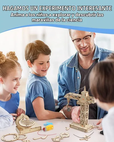 Vista 6 de Poraxy Kits STEM 4 en 1, proyectos STEM para niños de 8 a 12 años, rompecabezas de madera 3D de montaje, juguetes de construcción, kit