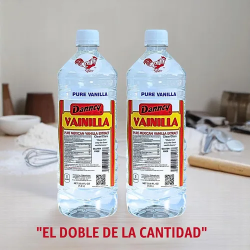 Vista 3 de Extracto de vainilla pura Danncy de México, transparente, 2 botellas de 33 oz cada una, botella de plástico, lote sellado