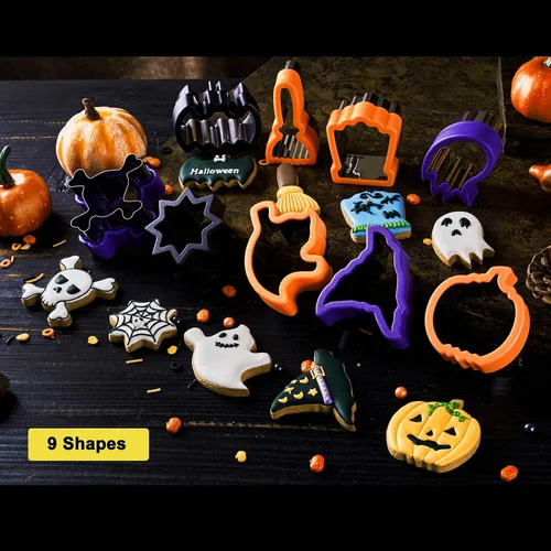 Vista 4 de ETERSION Cortadores de galletas de Halloween de 2 a 3 pulgadas, 9 formas diferentes Cortadores de galletas de Halloween, 9 formas diferentes, 2-3