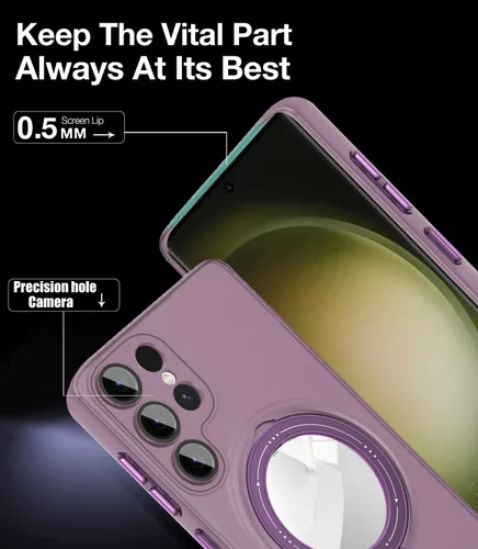 Vista 3 de Funda para Samsung Galaxy S23 Ultra, [compatible con Magsafe] con protector de lente de cámara y kiskstnad ligera y translúcida mate, borde suave, a