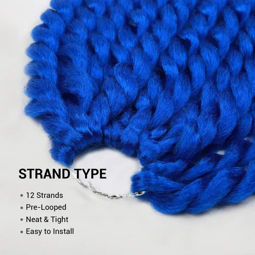 Vista 3 de Glam21USA sintético Jumbo Senegalese Twist sintético de 12 pulgadas 2-Azul