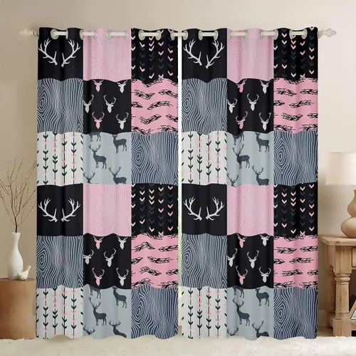Vista 32 de Cortinas opacas de camuflaje con bandera estadounidense, regalo para niños, cortina de ventana de camuflaje verde con rayas negras, estrellas