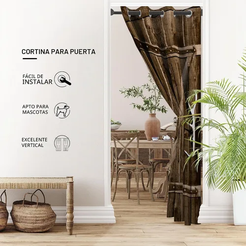 Vista 2 de Cortina de puerta para puerta, cortinas opacas de privacidad para armario y dormitorio