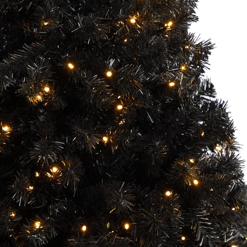 Vista 4 de Nearly Natural Árbol de Navidad artificial negro de 4 pies con 170 luces LED transparentes