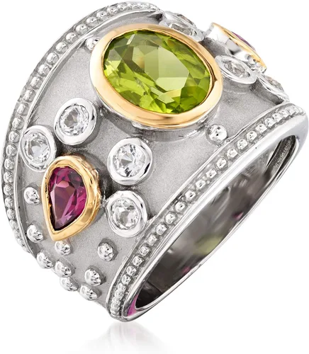 Vista 3 de Ross-Simons Anillo de piedras preciosas múltiples de 4,20 qt t en plata de ley y oro amarillo de 14 kt