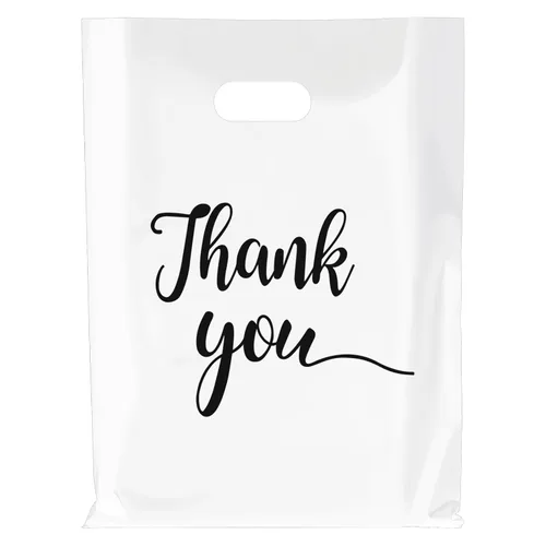Vista 10 de Gute paquete de 100 bolsas para mercancía con texto "Thank You" - extra gruesas 2,36 mil al por mayor al por menor para venta al por menor