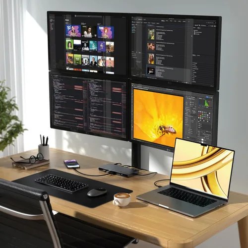 Vista 7 de Satechi Dock Thunderbolt 4 Carga de 100W, Monitor Dual HDMI 4K/60Hz, Transferencia de Datos 40Gbps, 2 USB-A 3.2, Ethernet, Dock Thunderbolt 4