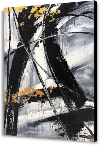 Vista 8 de Yihui Arts Arte abstracto de la pared del lienzo - Arte contemporáneo texturizado pintado a mano para la decoración moderna del hogar