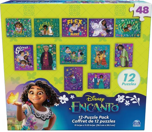 Vista 6 de Spin Master Games, Rompecabezas de Disney, Encanto - Paquete de 12, 48 piezas, rompecabezas para niños, juguetes de Disney, a partir de 4 años