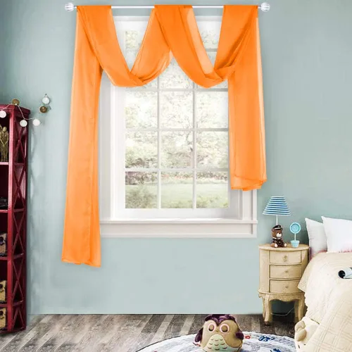 Vista 12 de HUTO Cenefa de gasa suave para ventana, color beige, para habitación de niñas, toldo de cama, 1 panel de 52 x 144 pulgadas de largo