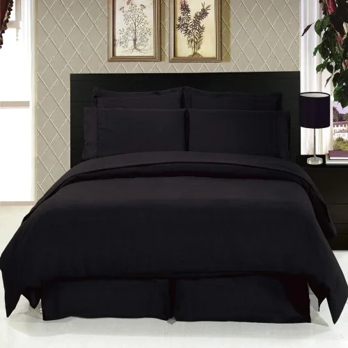 Vista 2 de Royal del Hotel 8pc Full Size bed-in-a-bag Solid Negro 600-thread-count – Comforter Algodón 100% de plumón de ganso siberiano Incluye hojas y funda
