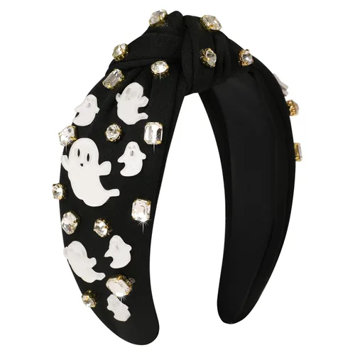 Vista 21 de Diademas de fantasma de Halloween para mujer, diadema de araña espeluznante con cuentas de diamantes de imitación de cristal, accesorios