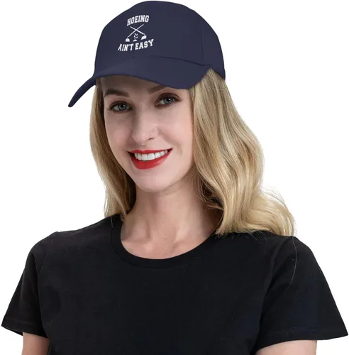 Vista 9 de Hoeing Aint Easy Peaked Gorra ajustable de color sólido curvado, unisex, color negro