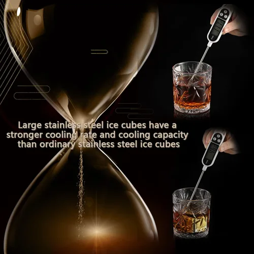 Vista 3 de Juego de 2 piedras de whisky grandes de 64 cm³ (4 cu in) – Juego de regalo para hombre – Cubos de esferas de hielo de metal reutilizables de acero