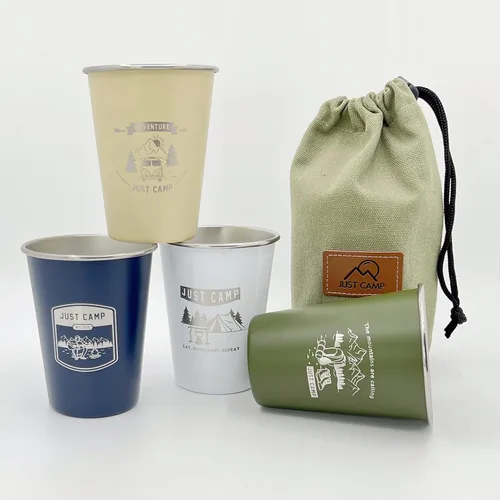 Vista 6 de 4pcs Camping Cup 11oz Wilderness Theme Pattern 18/8 acero inoxidable para picnic al aire libre senderismo pesca pinta vaso regalo 4 colores 4