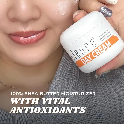 Vista 3 de Cleure Crema de día antienvejecimiento e hidratante facial con manteca de karité pura para pieles sensibles, sin fragancia, sin gluten, salicilatos
