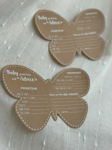 Vista 8 de Decoraciones de mariposa para baby shower, tarjetas de consejos para baby shower para padres futuros, juegos de baby shower para niñas, juego de 50