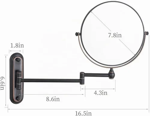 Vista 7 de GURUN Espejo de maquillaje con aumento de 8 pulgadas montado en la pared para baño bronce 20x