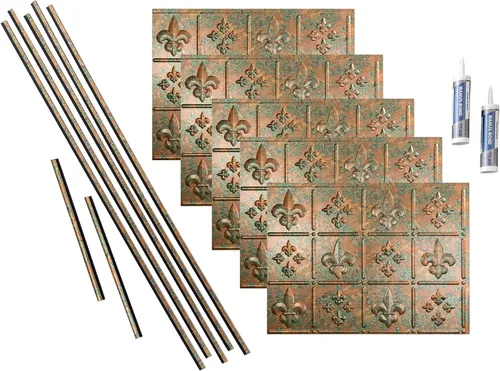 Vista 11 de FASÄDE Fleur de Lis - Kit decorativo de vinilo para salpicaduras de 15 pies cuadrados, color blanco brillante
