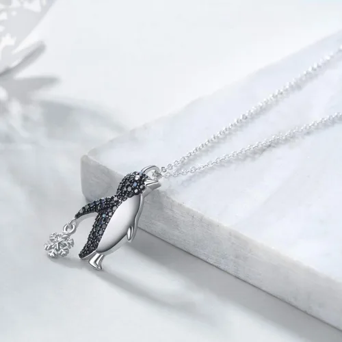 Vista 2 de YAFEINI Penguin Dog Gifts Sterling Silver Penguin Snowflake Necklace Heart Dog Pendant Jewelry for Women Girls Christmas Gifts