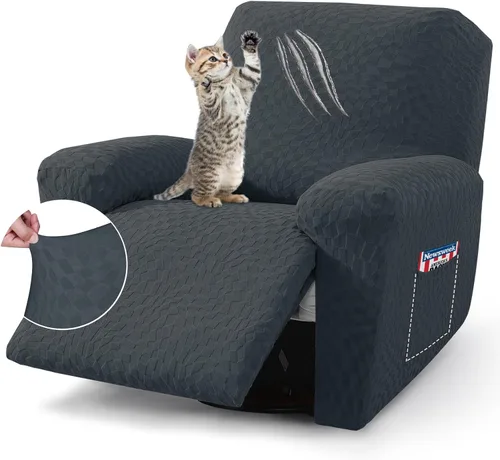 Vista 11 de ZNSAYOTX 2026 Funda elástica para sillón reclinable de 3 piezas (61 cm-94 cm) Fundas súper suaves para silla reclinable con bolsillo grande y lazos
