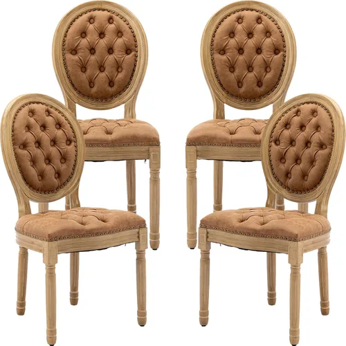 Vista 50 de ODUSE-DAILY French Country - Juego de 2 sillas de comedor de color caramelo, sillas de cocina y comedor, sillas de cocina de piel sintética, Ámbar