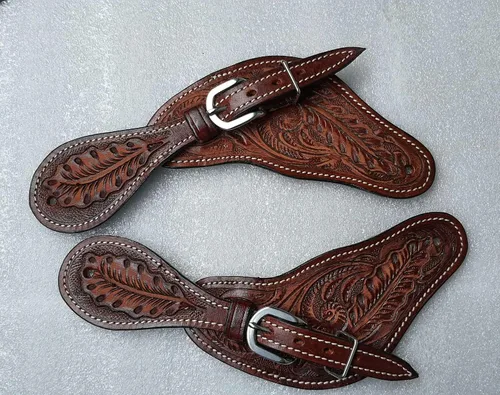 Vista 2 de Showmen Craft - Correas de cuero para adultos, con tachuelas plateadas y hebilla