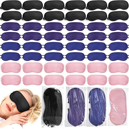 Vista 8 de Tarpop 100 cubrebocas para dormir con correa ajustable para juegos, fiestas, trabajo en equipo, viajes, envuelta individualmente, para mujeres